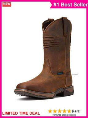 Waterproof Western Boot Leather Mid-Calf Square Toe Work